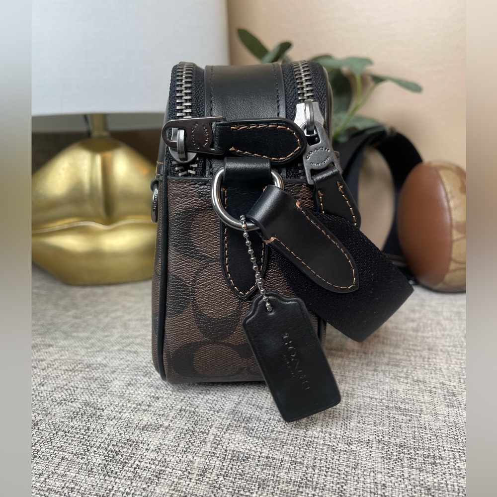 $179 COACH GRAHAM Crossbody In Signature Canvas with Stripe Mahogany Multi - Picture 4 of 7